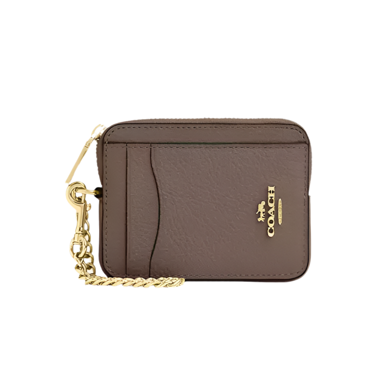 Coach Outlet - Zip Card Case Gold/Dark Stone *Preorder*