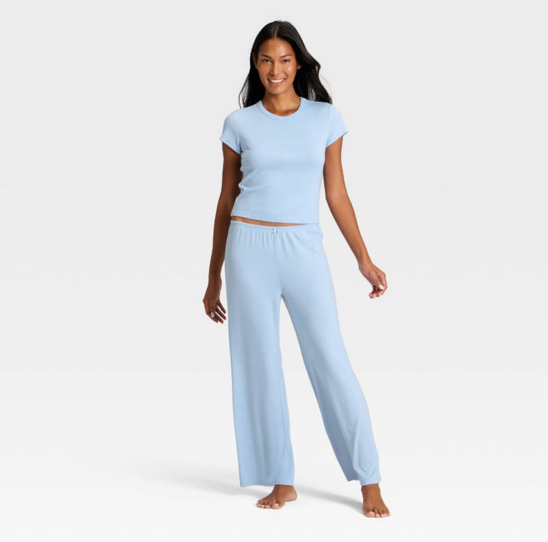 Womens Pointelle Short Sleeve Shirt and Pants Pajama Set *Preorder*