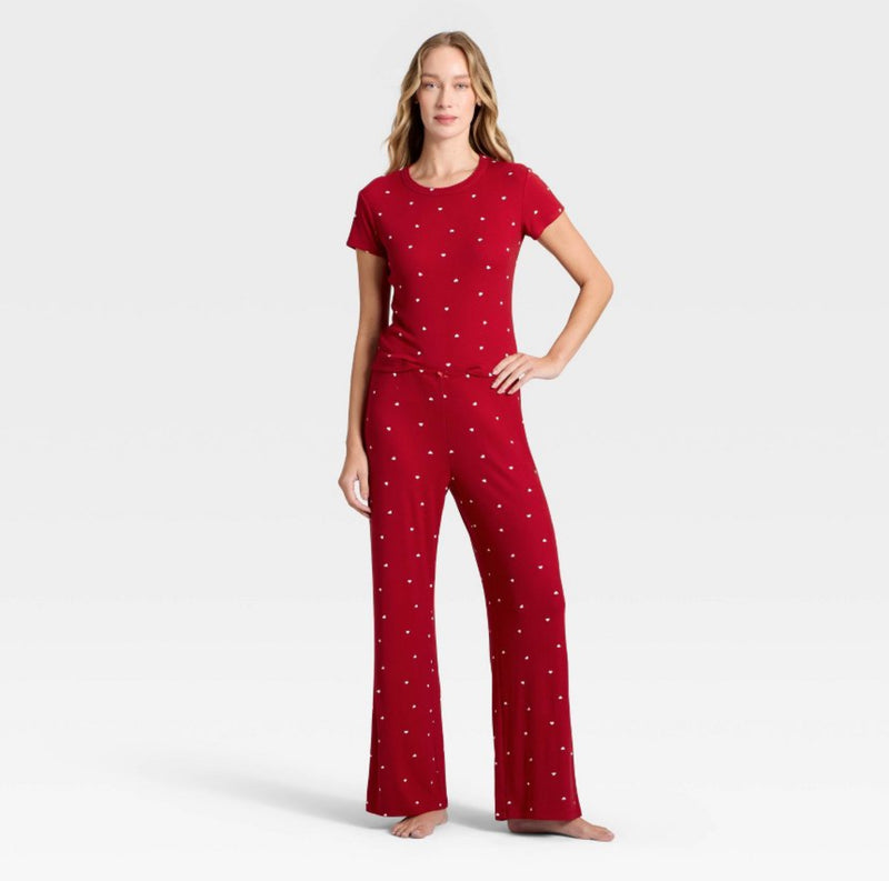 Womens Pointelle Short Sleeve Shirt and Pants Pajama Set *Preorder*