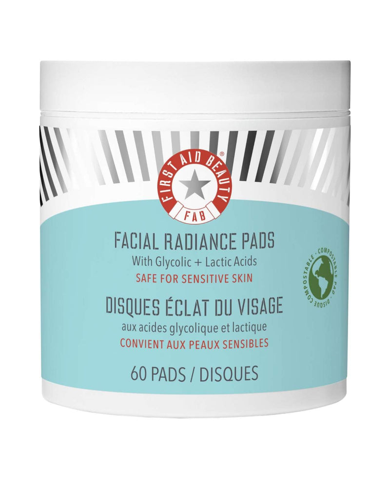First Aid Beauty - Facial Radiance Pads with Glycolic + Lactic Acids - Exfoliating Pads with AHA *Preorder*