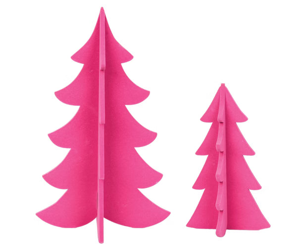 carol & frank Flocked Pink Tree Figurine Set of 2 *Preorder*