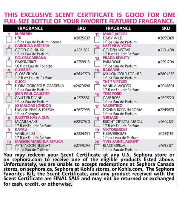Sephora Favorites - Holiday Perfume Sampler w/ Redeemable Voucher *Preorder*