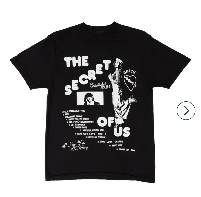 Gracie Abrams - The Secret of Us Graphic Black T-Shirt *Preorder*