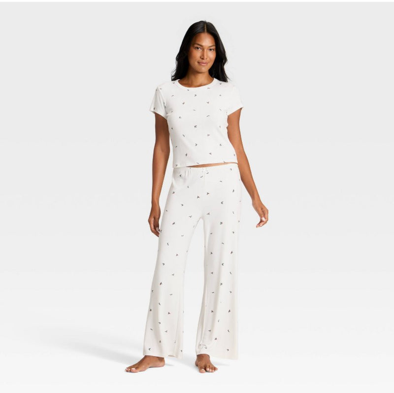 Womens Pointelle Short Sleeve Shirt and Pants Pajama Set *Preorder*