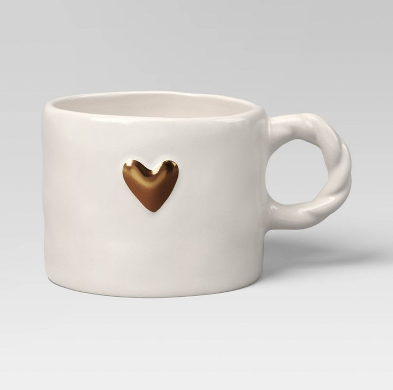 Gold Embossed Heart Mug with Twisted Handle *Preorder*