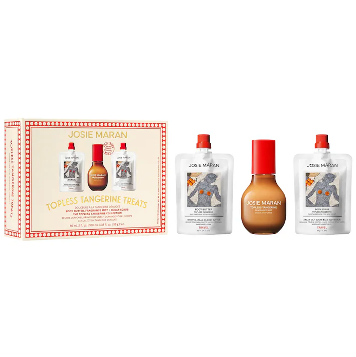 Josie Maran - TOPLESS TANGERINE TREATS BODY BUTTER, FRAGRANCE MIST, SUGAR SCRUB GIFT SET *Preorder*